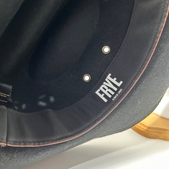 Frye Black Wool Western Cowboy Hat With Brown Leather Band Unisex - Picture 2 of 9
